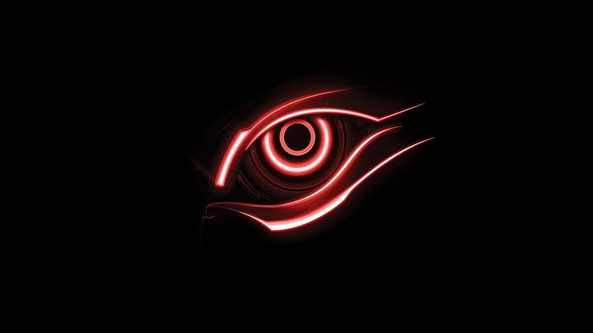 czarne tło, czerwony, oczy, sztuka cyfrowa, grafika, gigabajt, czarne oczy Tapeta HD