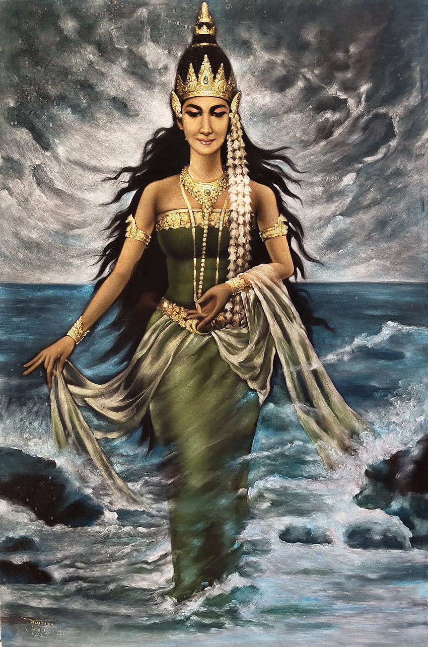 Diosa del mar Nyi Roro Kidul Bellas Artes Hiperrealismo Pintado a mano, nyai roro kidul fondo de pantalla del teléfono