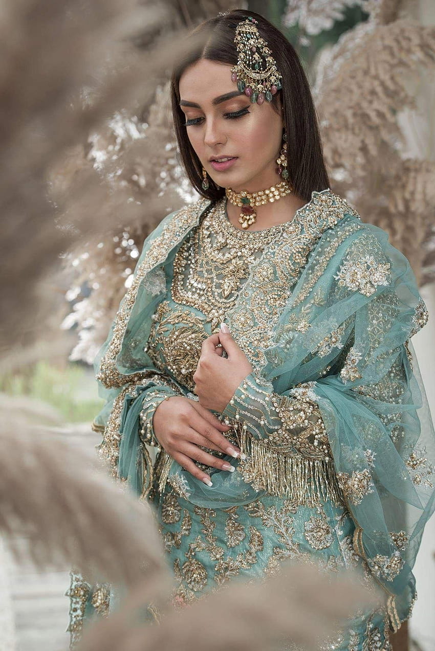 Pakistani Bridal Dress Pastel Green and Pink Heavy Wedding Formal Dress  Indian, Pakistani, Bollywood Bridal Dress - Etsy