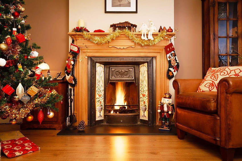 Christmas Fireplace High Quality, christmas chimney HD wallpaper