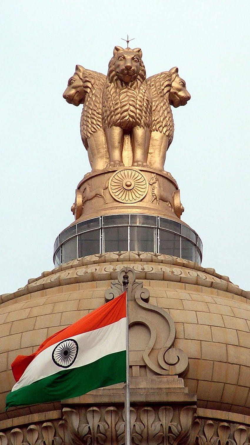 アショカ チャクラとインドの旗、アショカの柱 HD電話の壁紙