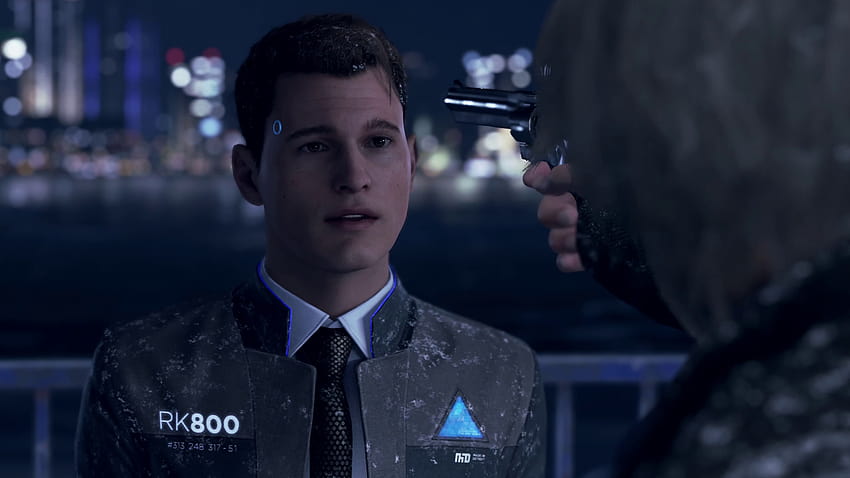 Detroit se torna humano Hank ameaça atirar em Connor [2412x1357] para seu , celular e tablet, Detroit se torna humano connor papel de parede HD