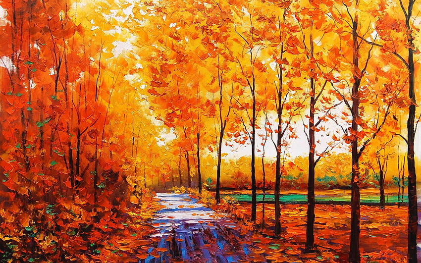 Artistic, Art, Paintings, Path, Trail, Leaves, Nature, Landscapes