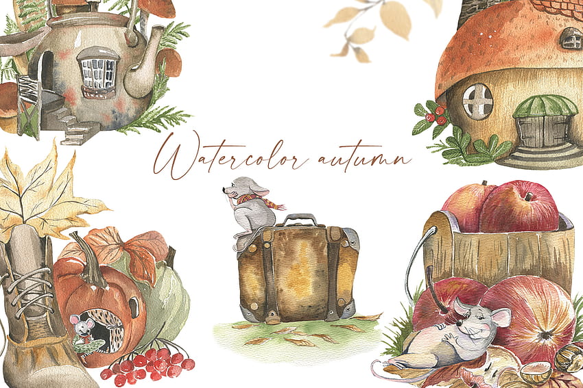 Autumn Watercolor. Cozy Season Graphic by laffresco04 · Creative ...