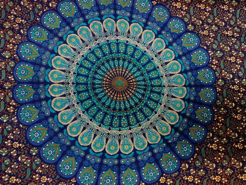 Tapisserie-Wandbehang, Mandala-Wandteppiche, indische Baumwolle, Hippie-Wandteppichhintergrund HD-Hintergrundbild