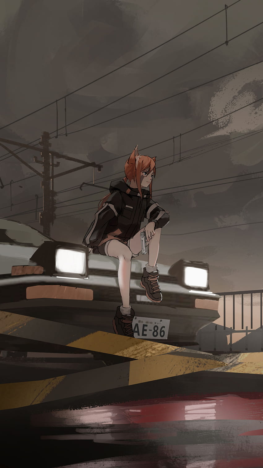 2160x3840 Anime Girl On Train Track With Car Sony Xperia X Xz Z5 Premium Backgrounds And