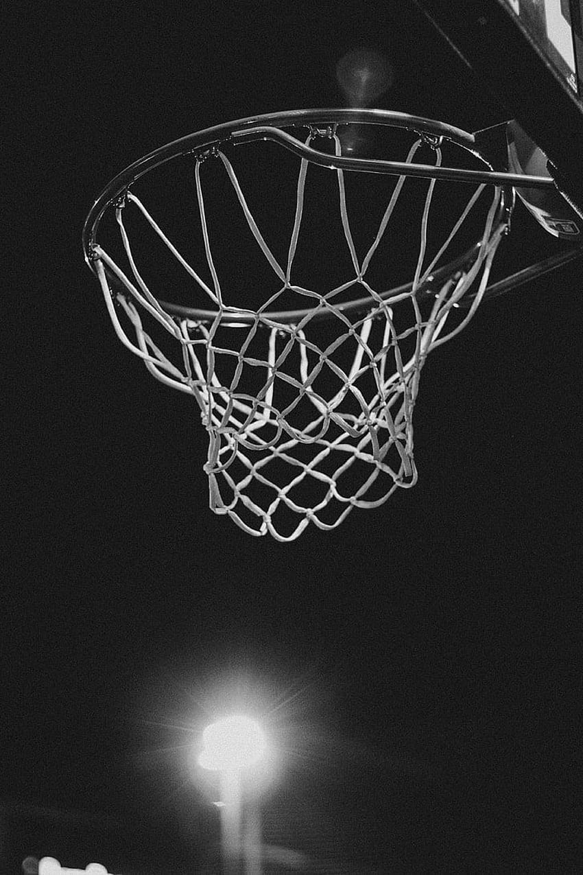 : ring basket abu-abu, bw, net, basket, basket di pantai wallpaper ponsel HD