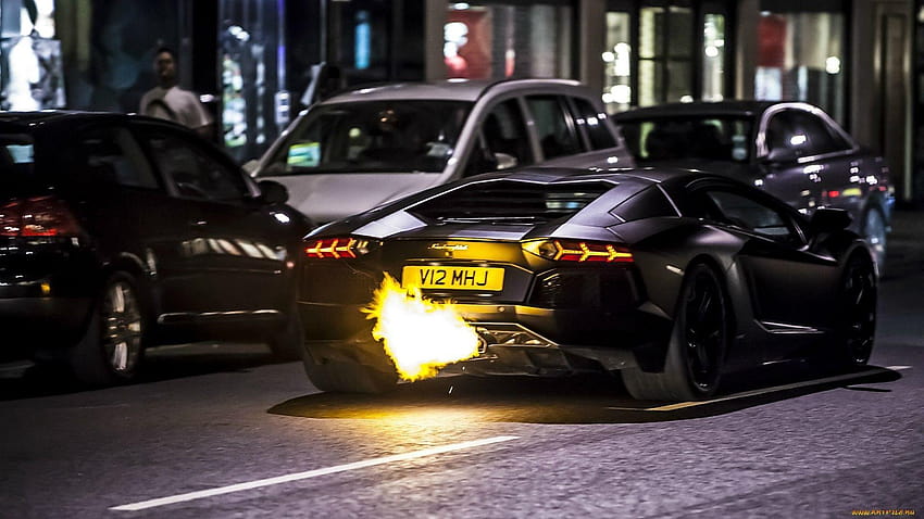 Lamborghini, exhaust, fire extinguishers, aventador, exhaust wrap HD wallpaper