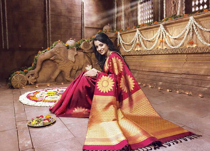 Eroina dell'India meridionale Trisha Saree High ..., modello saree Sfondo HD