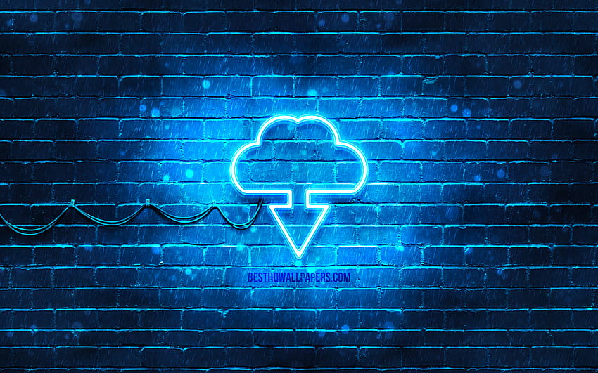 Cloud neon icon, blue background, neon symbols, Cloud , neon icons, Cloud sign, computer signs, Cloud icon, computer icons with resolution 3840x2400. High Quality, neon cloud HD wallpaper