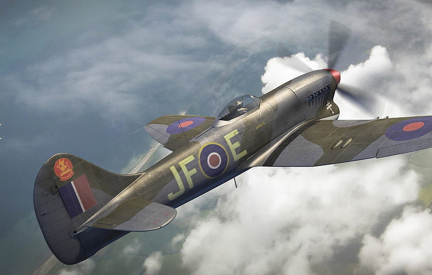 the sky, figure, fighter, art, aircraft, British, German, WW2, single, and the Fieseler Fi 103, The Hawker Tempest, Hawker Tempest, doodlebug , section авиация, hawker typhoon HD wallpaper