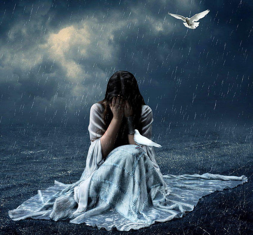 Lonely girl crying with tears in rain thinking of forgotten love and, tears  of love HD wallpaper | Pxfuel