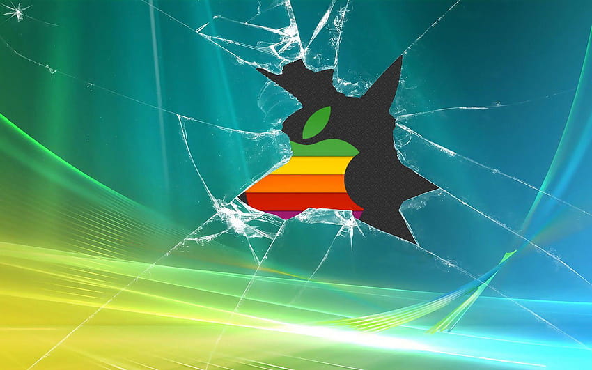 Retro Apple Logo Broken Windows Backgrounds, broken background HD wallpaper