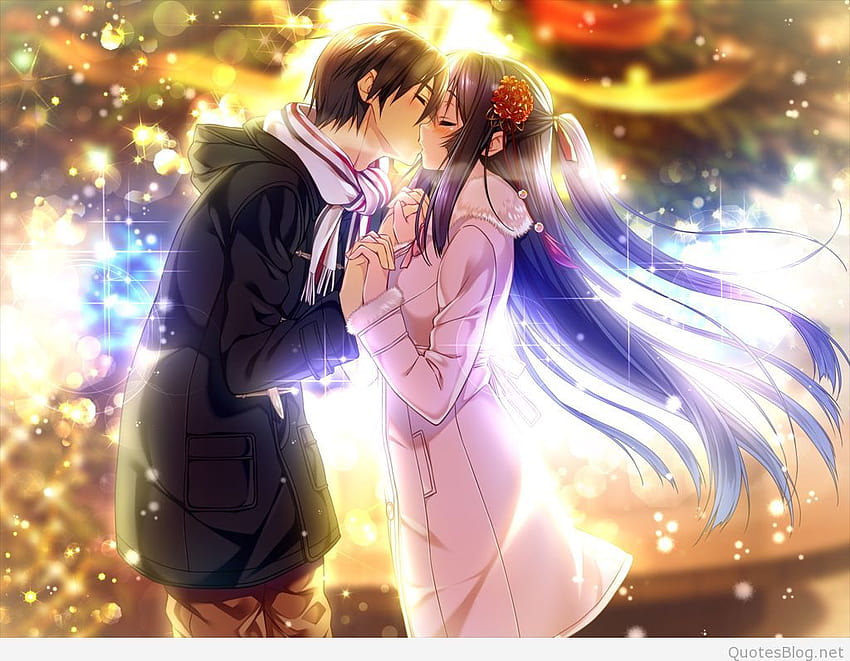 Beautiful Couple Mouth Kissing Anime For Facebook, beautiful romantic anime couple HD wallpaper