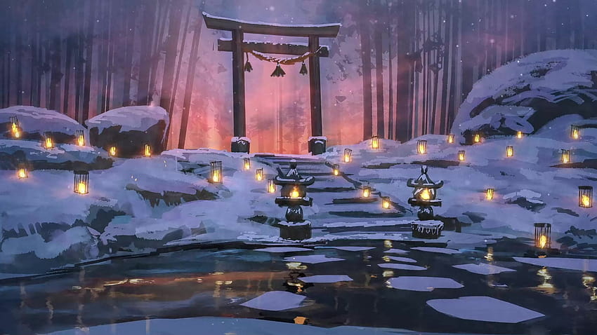 Torii Gate In Snow Live HD wallpaper