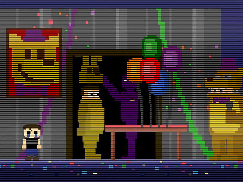 Comunidad Steam :: Captura :: Purple Guy poniéndose la cabeza de Spring Bonnie para un empleado, antes de cerrar las puertas fondo de pantalla