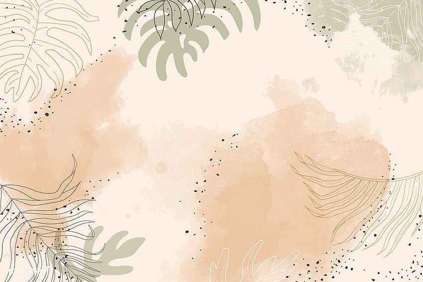 Beige leafy watercolor backgrounds vector, aesthetic spring abstract pc HD wallpaper