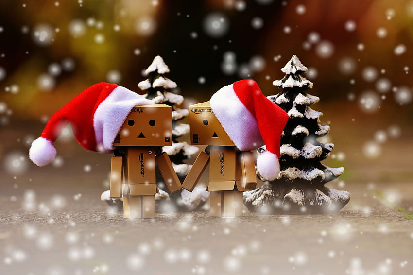 couple boxes ornaments, christmas togetherness HD wallpaper