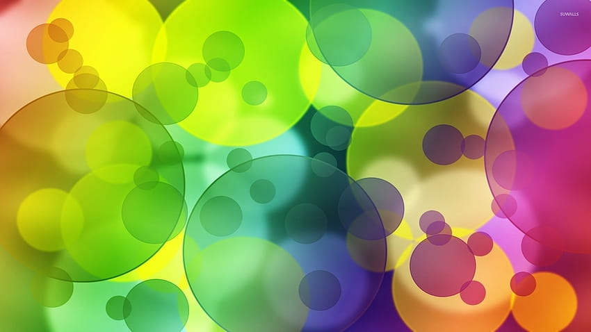 Burbujas transparentes de colores, círculo de burbujas naranja fondo de pantalla