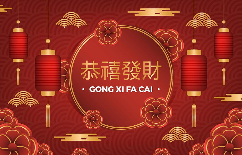 Latar Belakang Tahun Baru Imlek Gong Xi Fa Cai 4028777 Seni Vektor di Vecteezy, gong xi fa cai 2022 Wallpaper HD