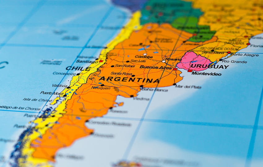 Argentina, mapa, Chile, América do Sul, seção макро, mapa da américa papel de parede HD