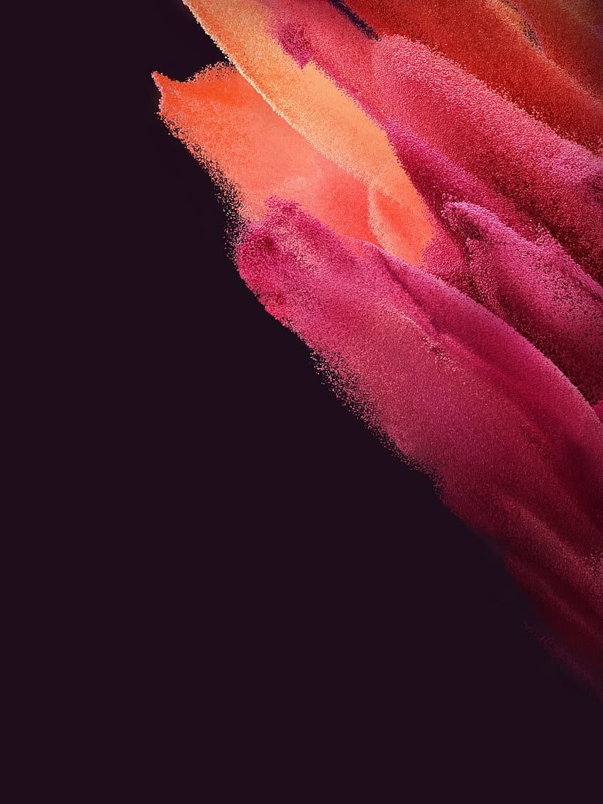 Samsung Galaxy S21 , Stock, AMOLED, Particles, Magenta, Red, Black background, Abstract HD phone wallpaper