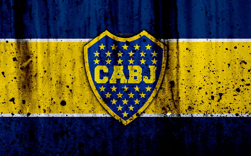FC Boca Juniors, grunge, Superliga, fútbol, ​​Argentina, logo, Boca Juniors, club de fútbol, ​​CABJ, textura de piedra, Boca Juniors FC con una resolución de 3840x2400. Alta Calidad, boca jr fondo de pantalla