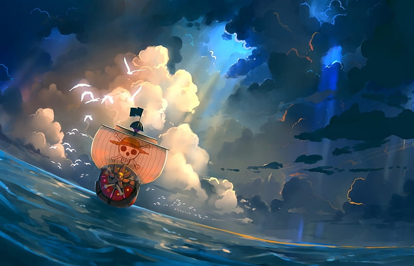 Clouds, Ocean, Artwork, Thousand Sunny, One Piece, Ship, one piece boat HD wallpaper