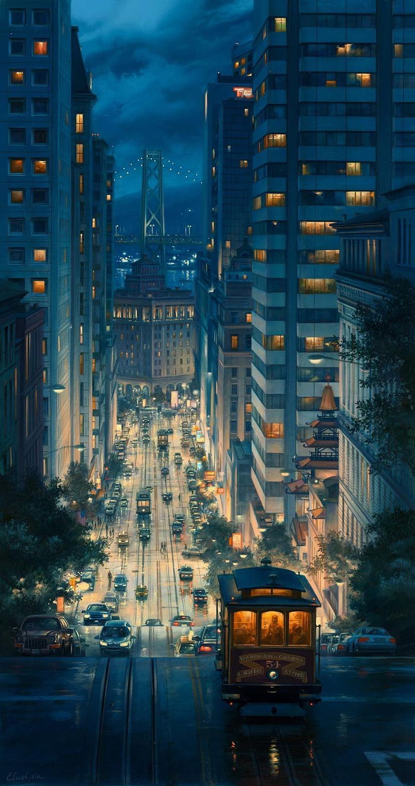 Anime Street on Dog, 애니메이션 야간 도시 전화 HD 전화 배경 화면