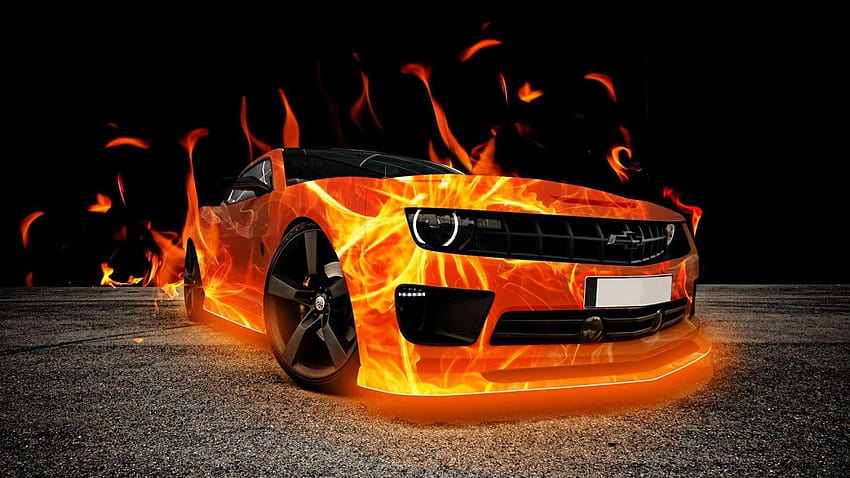 Autoansicht: Feuer 3d von Autos, Feuerautos HD-Hintergrundbild
