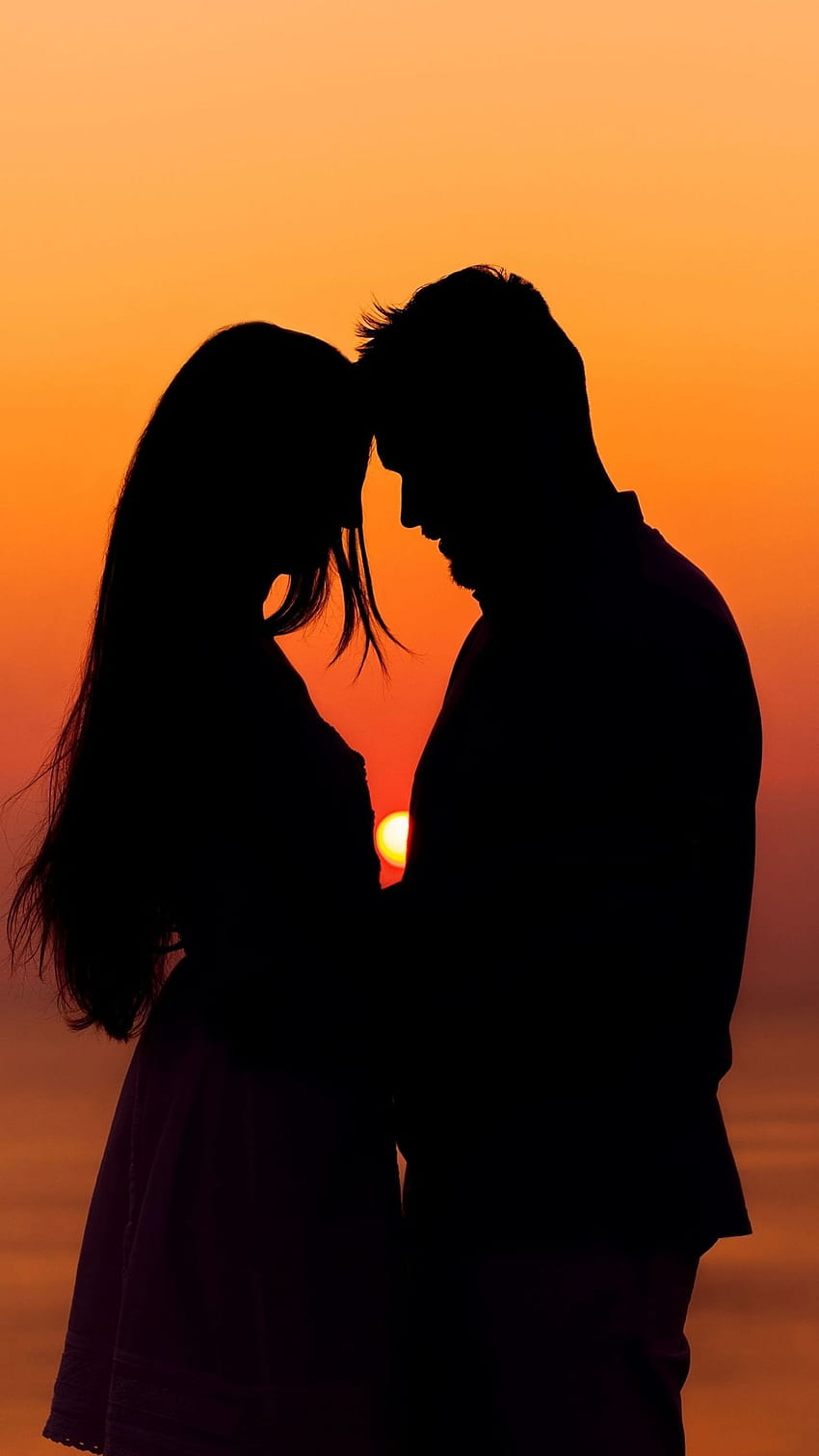 ragazza donna ragazzo uomo silhouette amore sentimenti romanticismo, ragazzo e ragazza innamorati tramonto Sfondo del telefono HD