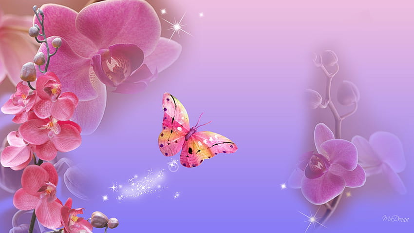 Pink Artistic Butterfly With Glitters Pink Backgrounds Pink HD ...