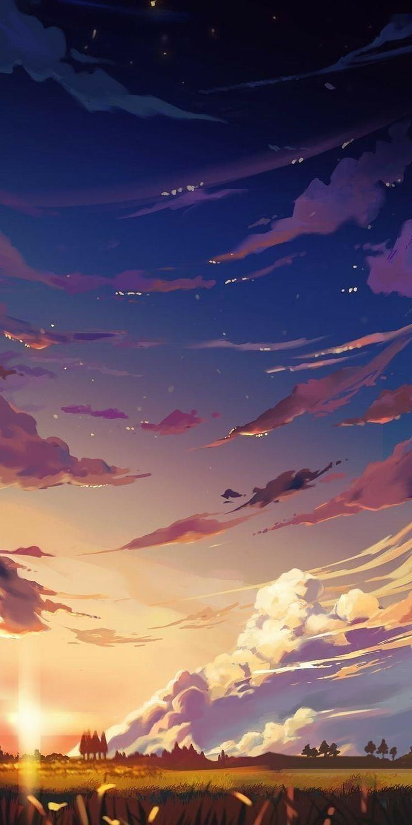 シンプルモバイル、風景夕焼けアニメ HD電話の壁紙