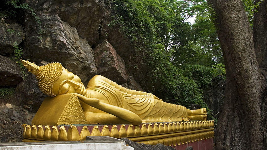 reclining buddha in laos HD wallpaper