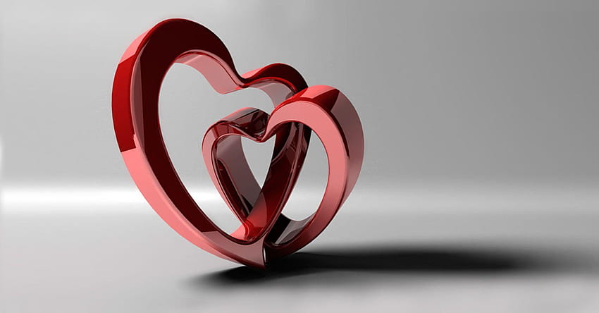 Ilustrasi Jantung 3D Hari Valentine, merpati dengan hati Wallpaper HD