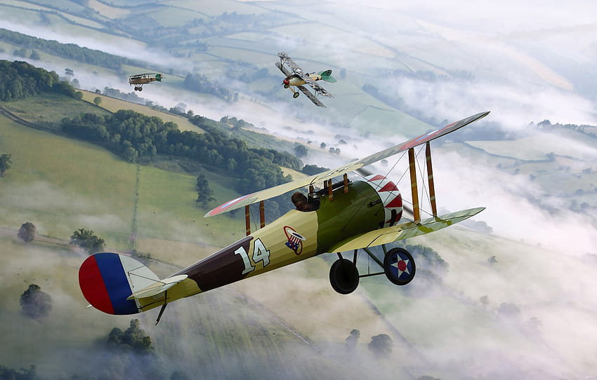 the sky, figure, battle, art, fighters, air, aircraft, British, German, Albatros, D.I/D.II, WW1, De Havilland D.H.5 , section авиация, ww1 planes HD wallpaper