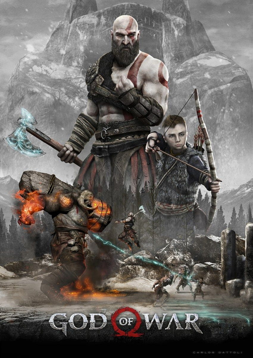 Poster di God of War 4: Kratos in combattimento, gow 4 Sfondo del telefono HD