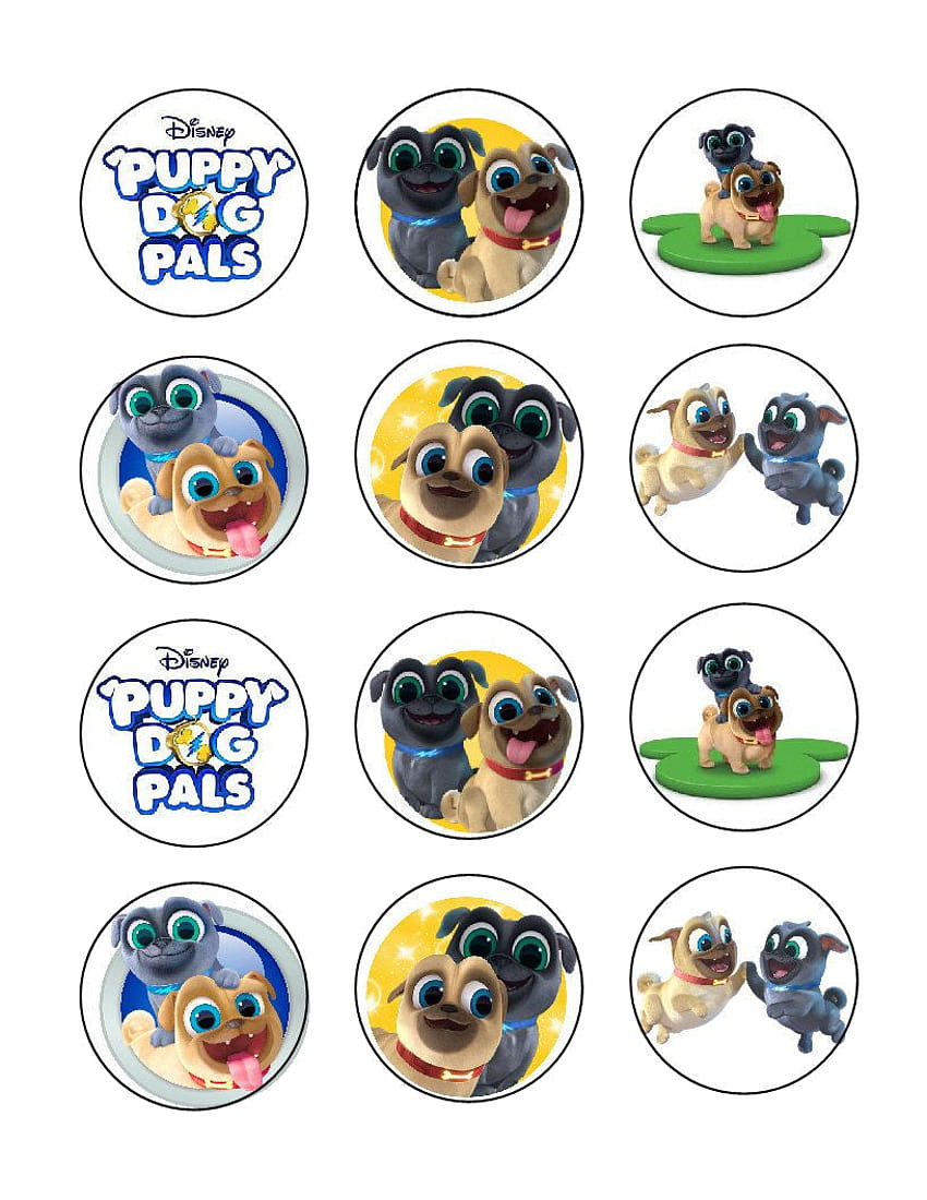 Disney Puppy Dog Pals Logo Bingo Rolly Edible Cupcake Topper AB – A Birtay Place, cucciolo di cane pals bingo Sfondo del telefono HD