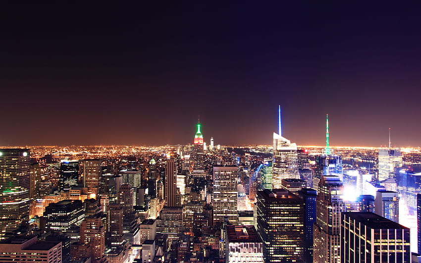 뉴욕시의 야경, 아름다운 도시의 야경 HD 월페이퍼