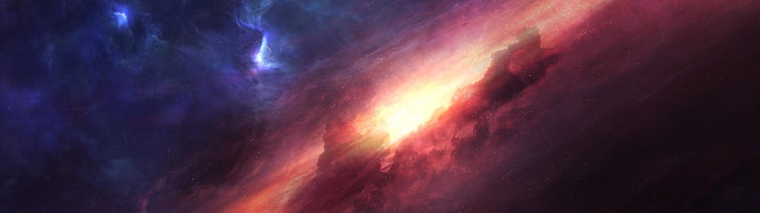 5120x1440] Nebulosa espacial cortada de Pics: multiwall papel de parede HD