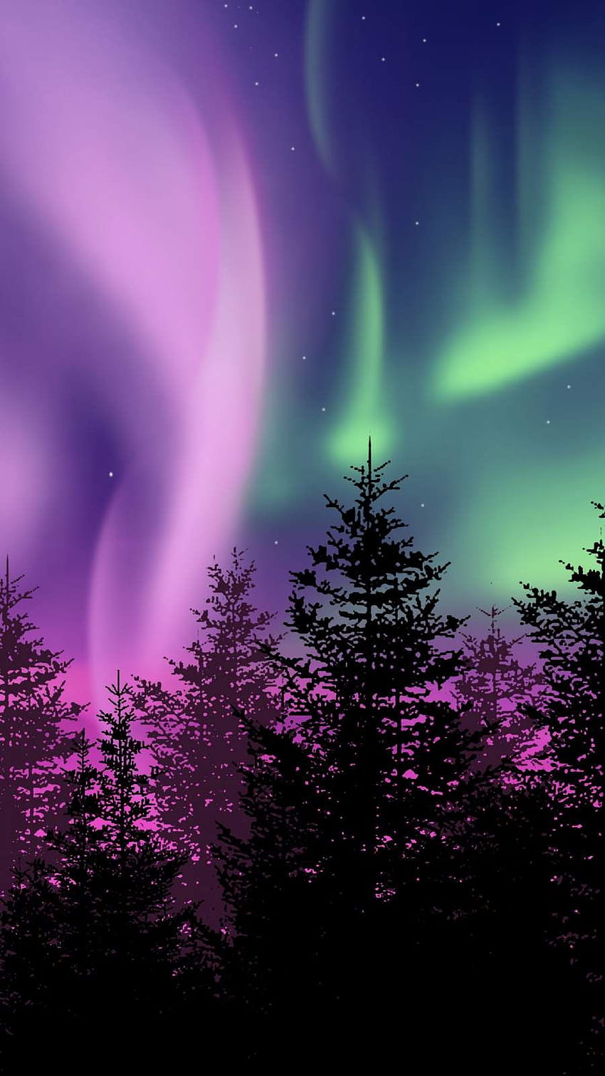 iPhone de la aurora boreal de invierno, iphone aurora fondo de pantalla del teléfono