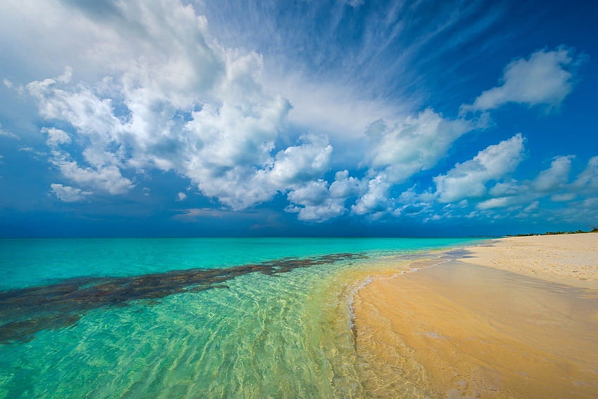 ธรรมชาติ ภูมิทัศน์ เขตร้อน ชายหาด แคริบเบียน เกาะ สีฟ้าคราม ทะเล สีขาว เมฆ ทราย ฤดูร้อน / และพื้นหลังมือถือ ฤดูร้อนแคริบเบียน วอลล์เปเปอร์ HD
