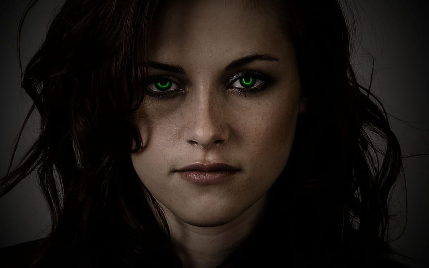 Kristen Stewart Twarz Sztuka cyfrowa Aktorka Zielone oczy Kobiety Portret Sławna, Kristen Stewart zielone oczy Tapeta HD
