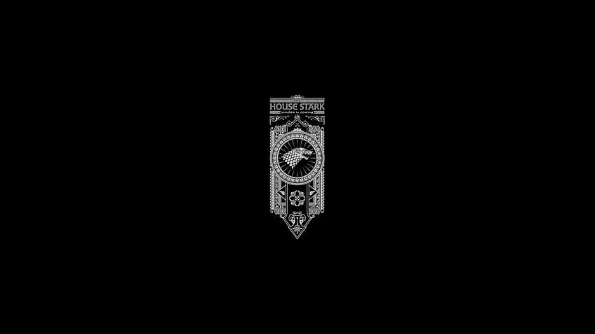 Game of Thrones Song of Ice and Fire Stark Minimal Black HD тапет