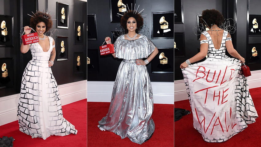 Joy Villa Returns To Grammys Red Carpet In Border Wall Gown HD wallpaper