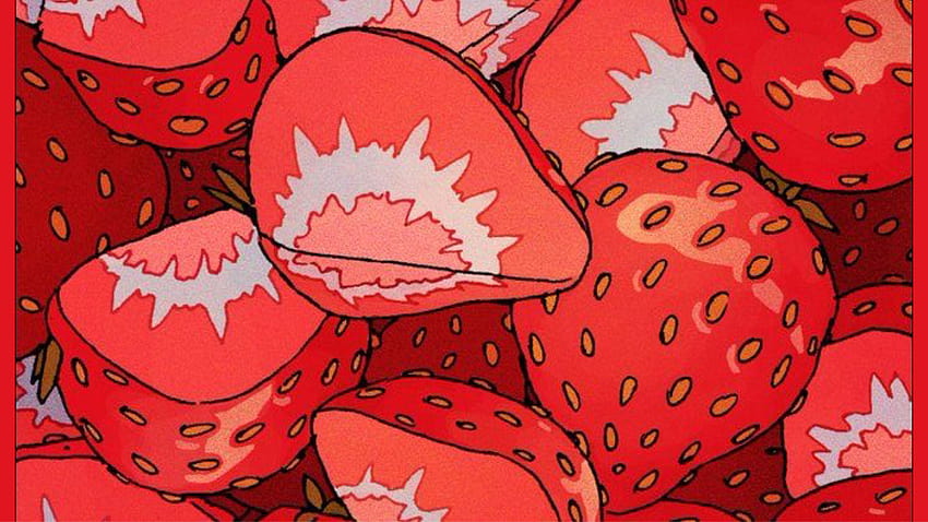 Strawberry Anime, estética de pc de fresa. fondo de pantalla