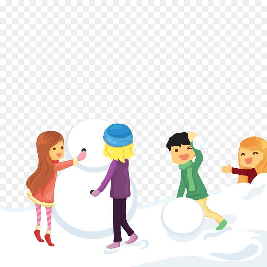 Snowman Winter, snowball fights HD phone wallpaper