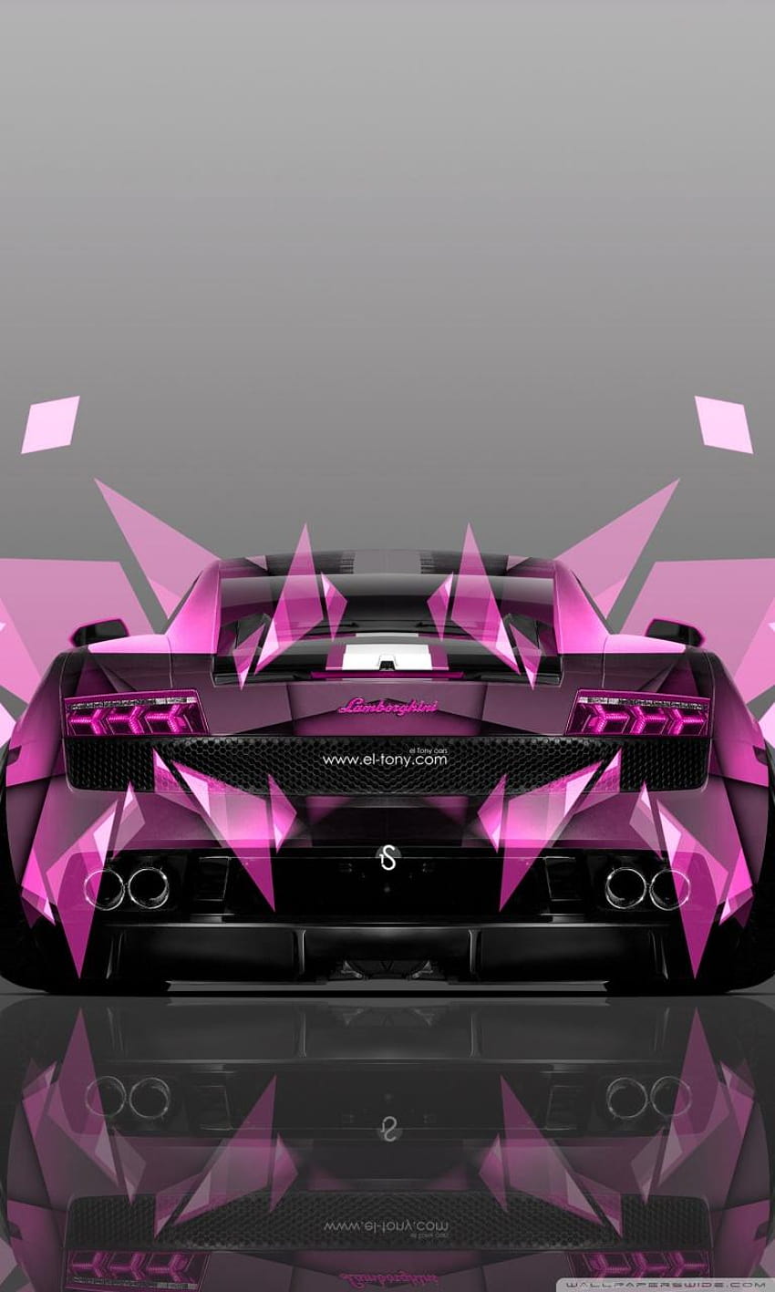 Lamborghini Gallardo Back Abstract Car 디자인 by Tony Kokhan, 분홍색 자동차 모빌 HD 전화 배경 화면