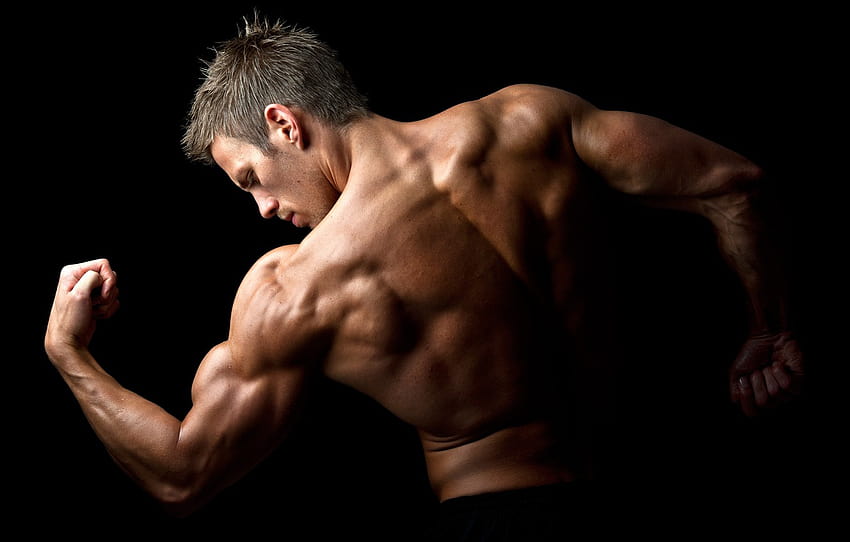 Pose, Rücken, Frisur, Muskel, Muskel, Bodybuilding, Hintergründe schwarz, Rücken, Bodybuilder, Bizeps, Bodybuilder, Abschnitt Männer, Rückenpose HD-Hintergrundbild