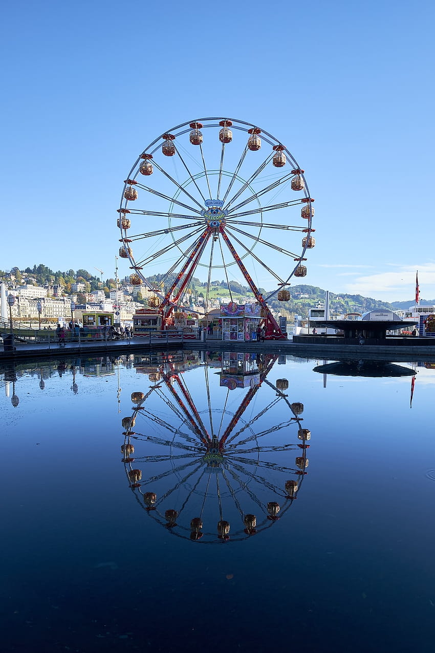 ferris wheel near body of water during daytime – Luzern on HD phone wallpaper